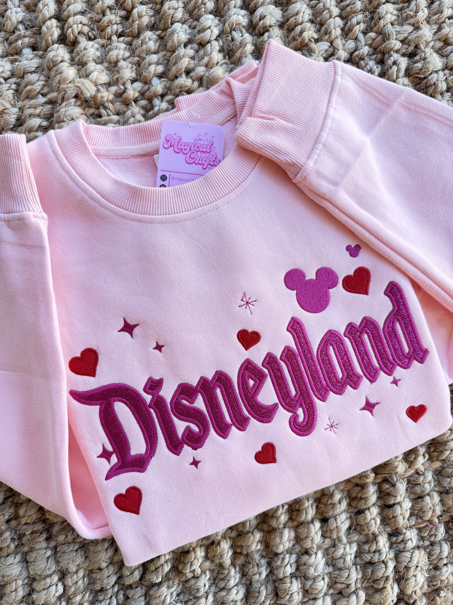 Disneyland Glitter Valentines Embroidered Crewneck