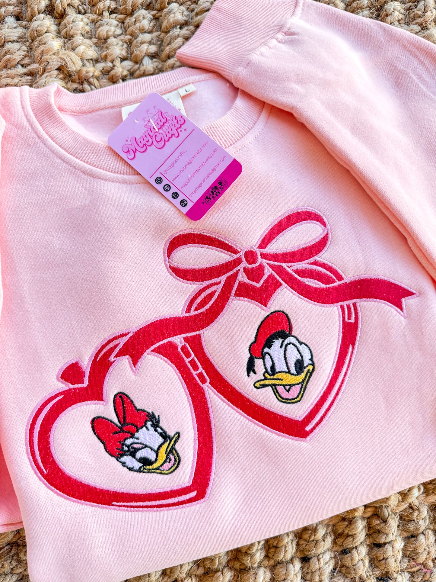 Daisy & Donald Valentines Locket Embroidered Crewneck