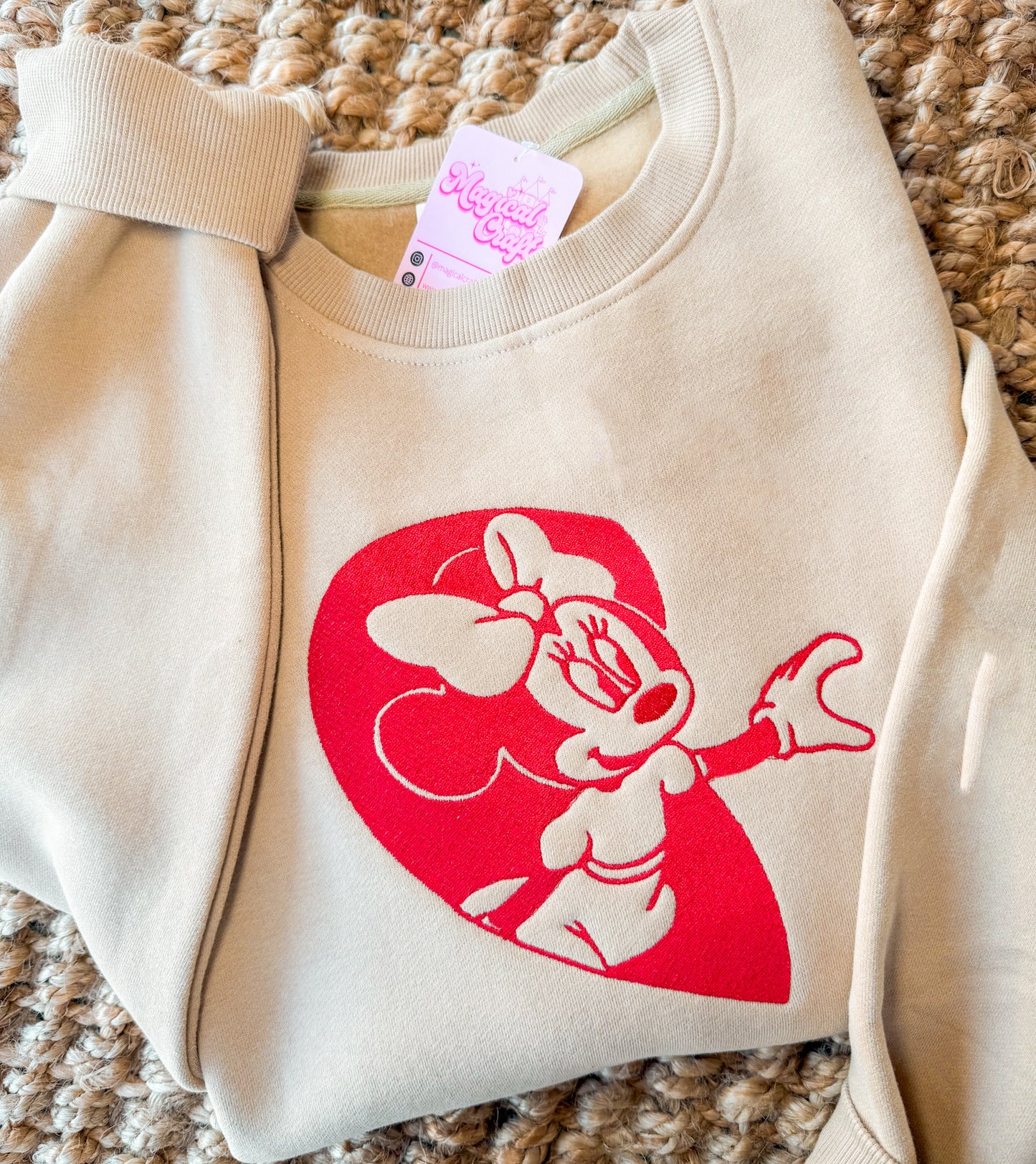 Minnie Half of my Hearts Valentines Embroidery Sweatshirt