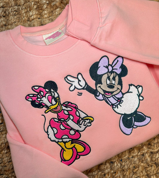 Minnie & Daisy Opposite Embroidered Crewneck Sweatshirt - Collab w. Alexis Designs