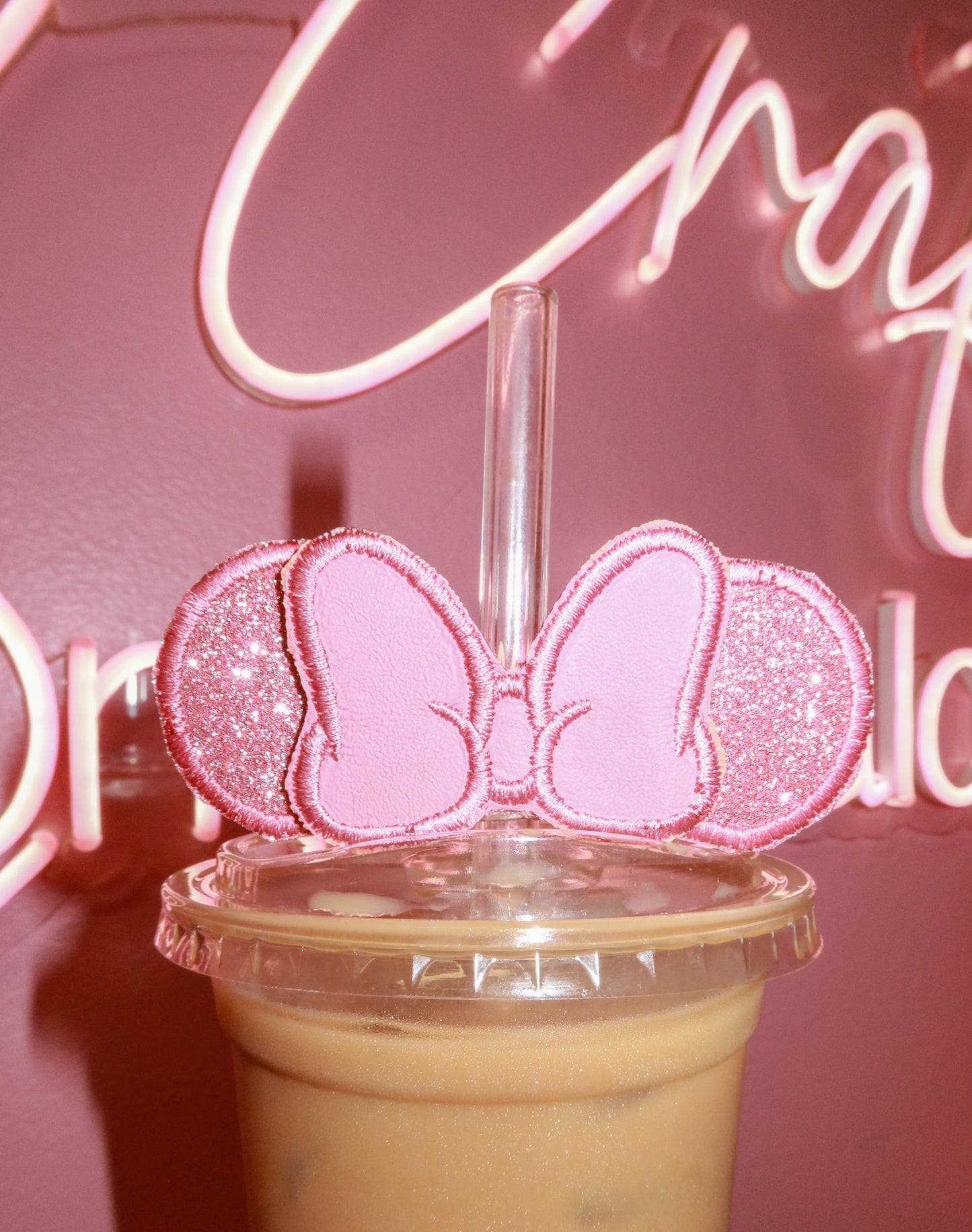 Minnie Mouse Embroidered Straw Ears - Pink/Pink