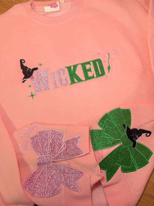 Wicked Glitter Embroidered Sweatshirt with Side Bows