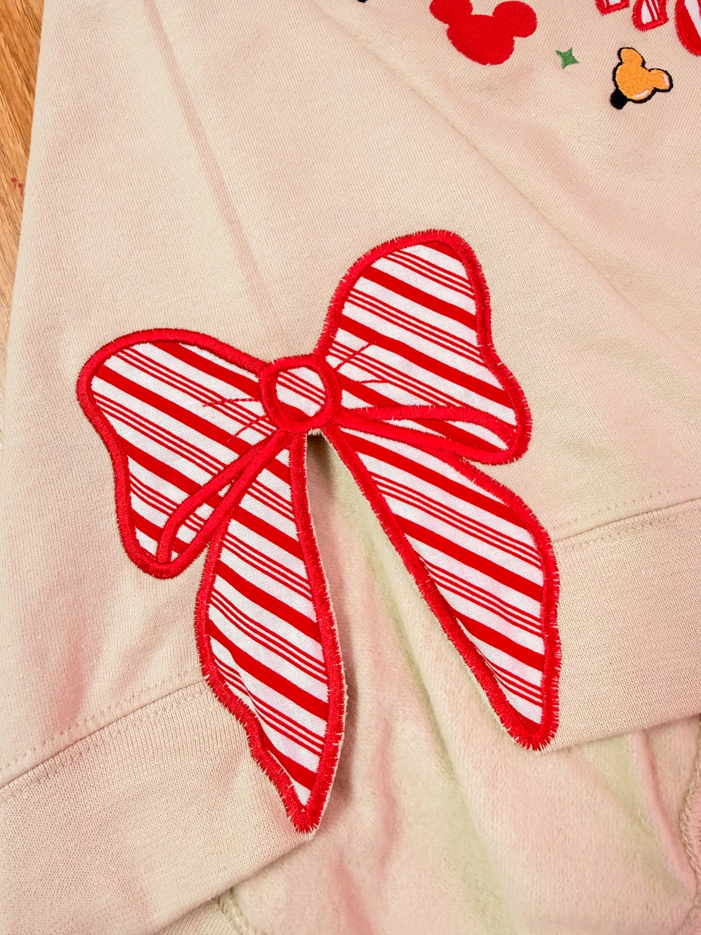 Christmas Candy Cane Embroidered Side Bows - Add On