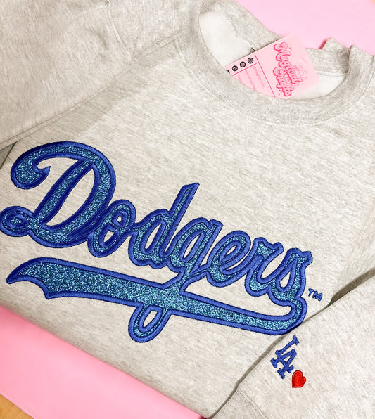 Dodgers Glitter Embroidered Sweatshirt