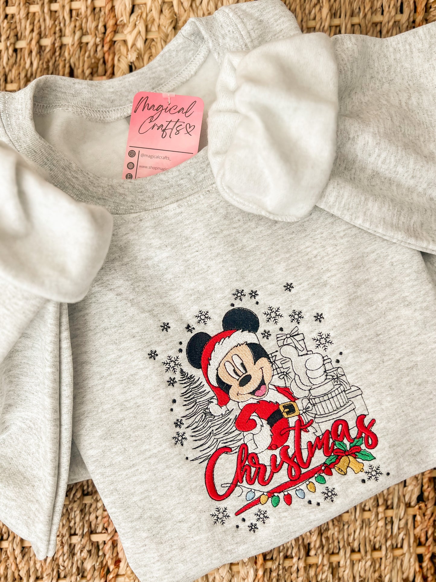 Mickey Christmas Presents Embroidered Crewneck Sweatshirt