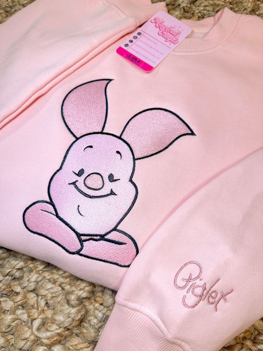 Piglet & Signature Embroidered Crewneck Sweatshirt