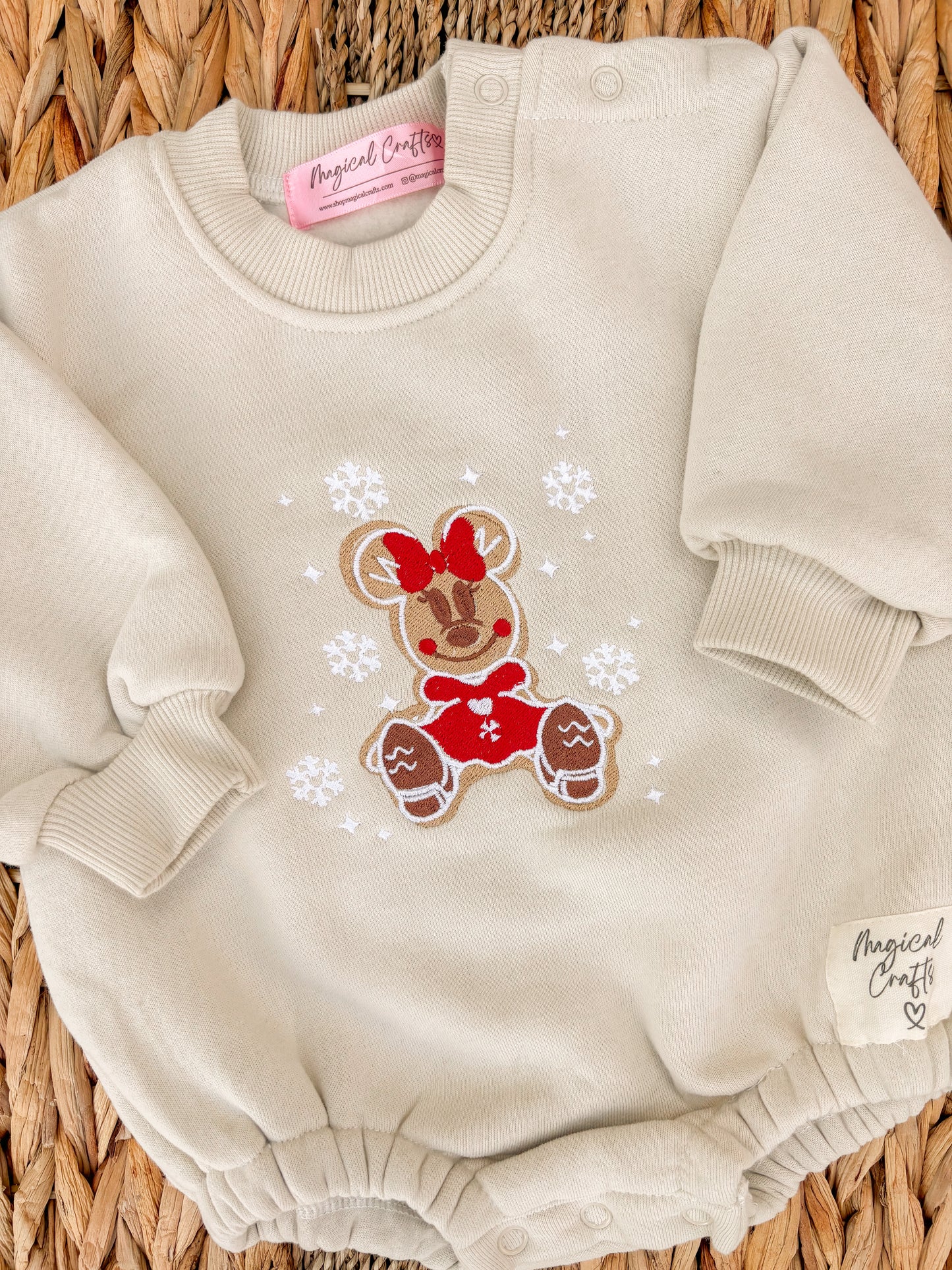 Minnie Gingerbread Christmas Embroidered Bubble Romper/Sweatshirt - Kid