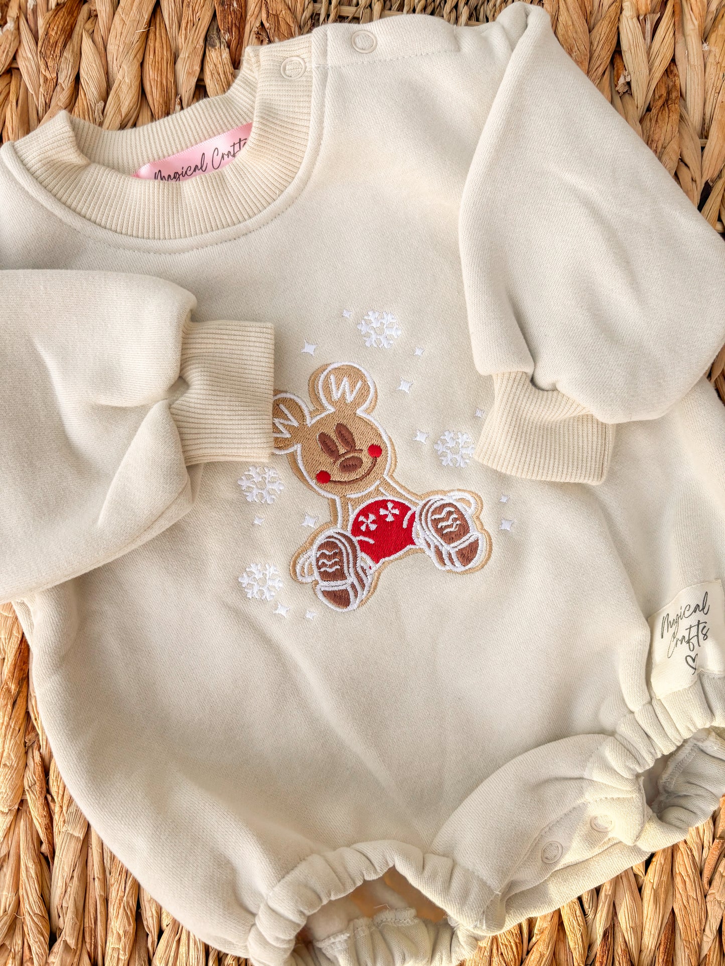 Mickey Gingerbread Christmas Embroidered Bubble Romper/Sweatshirt - Kid