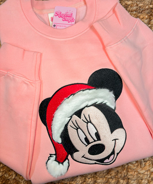 Minnie Hat Christmas Embroidered Crewneck