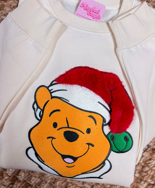 Pooh Hat Christmas Embroidered Crewneck