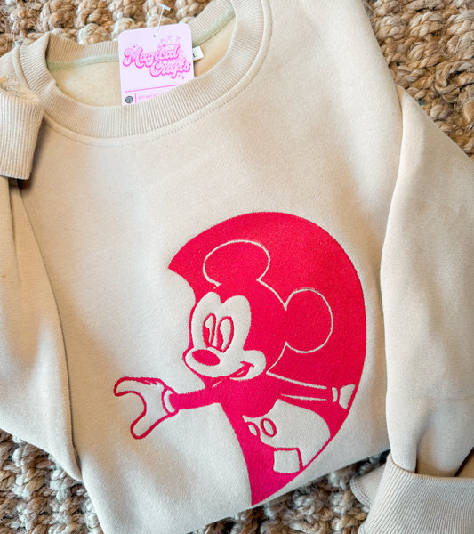 Mickey Half of Heart Valentines Embroidered Sweatshirt