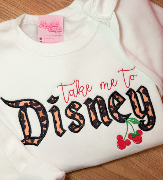 Leopard Disney Valentines Embroidered Sweatshirt