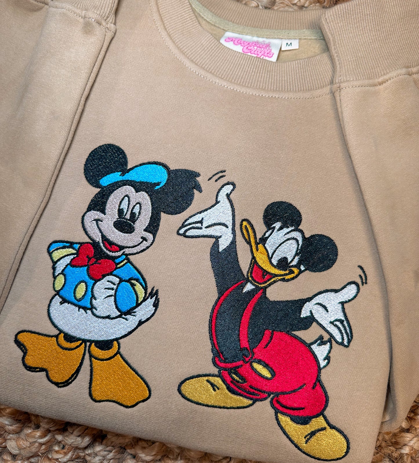 Mickey & Donald Opposite Embroidered Crewneck Sweatshirt - Collab w. Alexis Designs