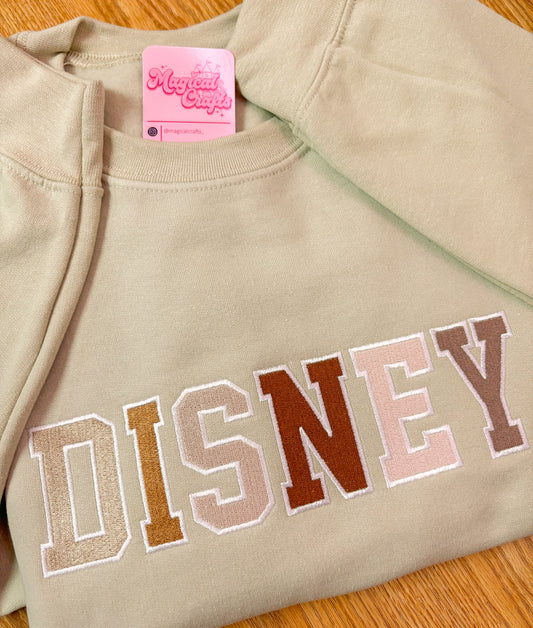 Letters Neutral Embroidered Crewneck Sweatshirt