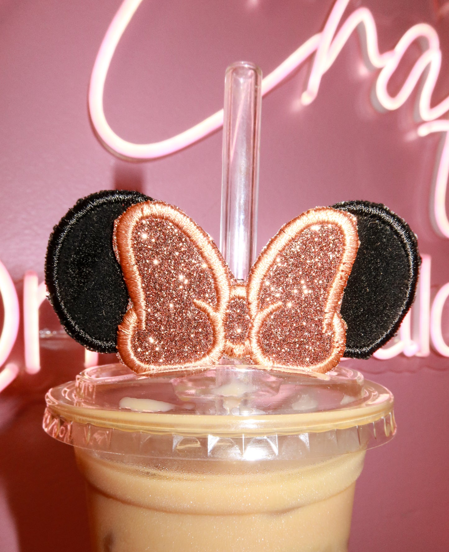 Minnie Mouse Embroidered Straw Ears - Black/Brown