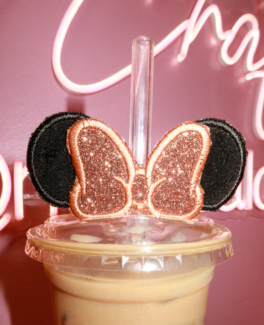 Minnie Mouse Embroidered Straw Ears - Black/Brown