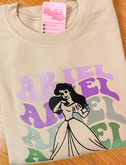 Ariel Princess Embroidered Crewneck Sweatshirt