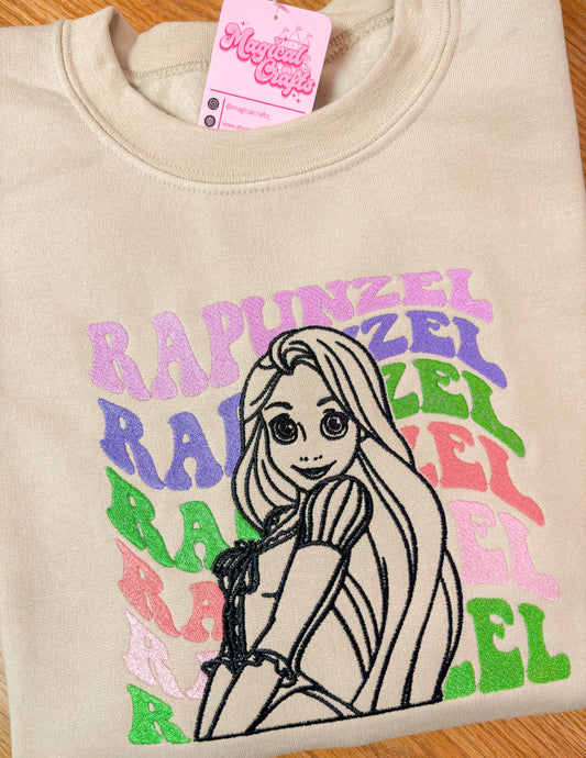 Rapunzel Princess Embroidered Crewneck Sweatshirt