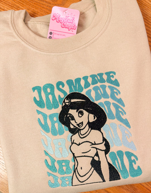 Jasmine Princess Embroidered Crewneck Sweatshirt
