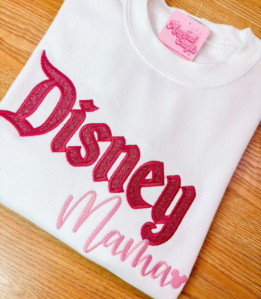 Disney Mama Glitter Embroidered Crewneck Sweatshirt