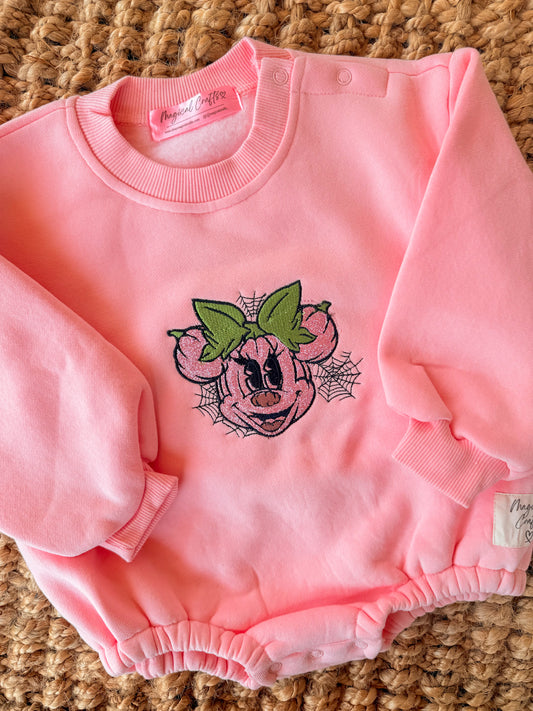 Minnie Glitter Pumpkin Embroidered Baby Romper