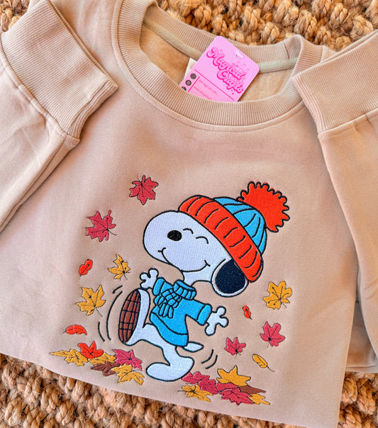 Snoopy fall halloween Embroidered Crewneck Sweatshirt