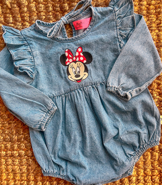 Ms.Mouse Embroidered Baby Jean Romper