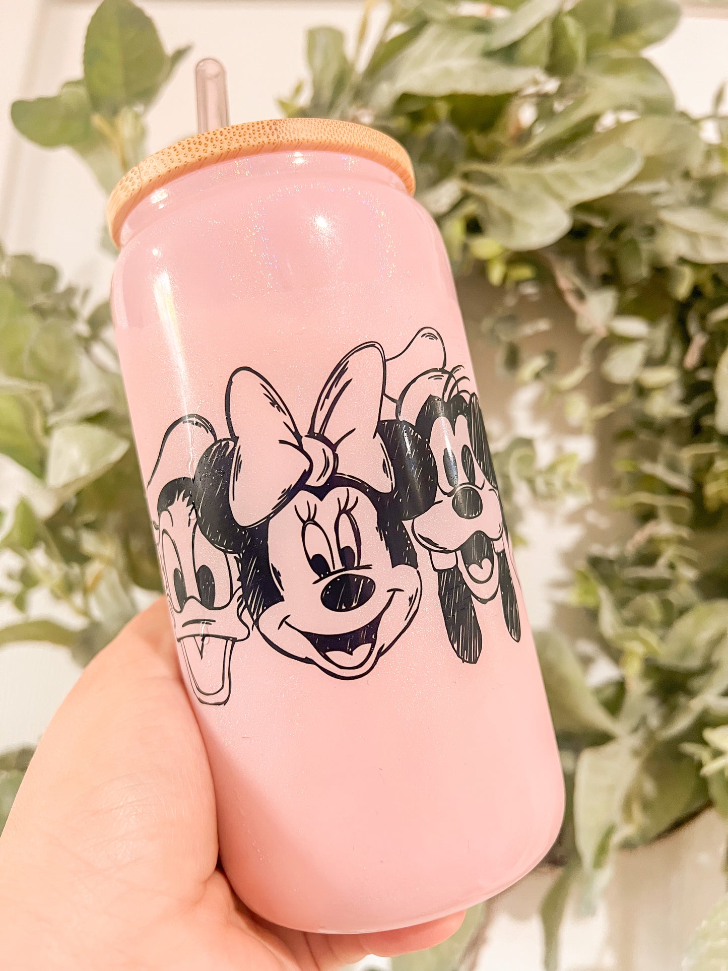 Mickey and Friends Glitter Glass Cup