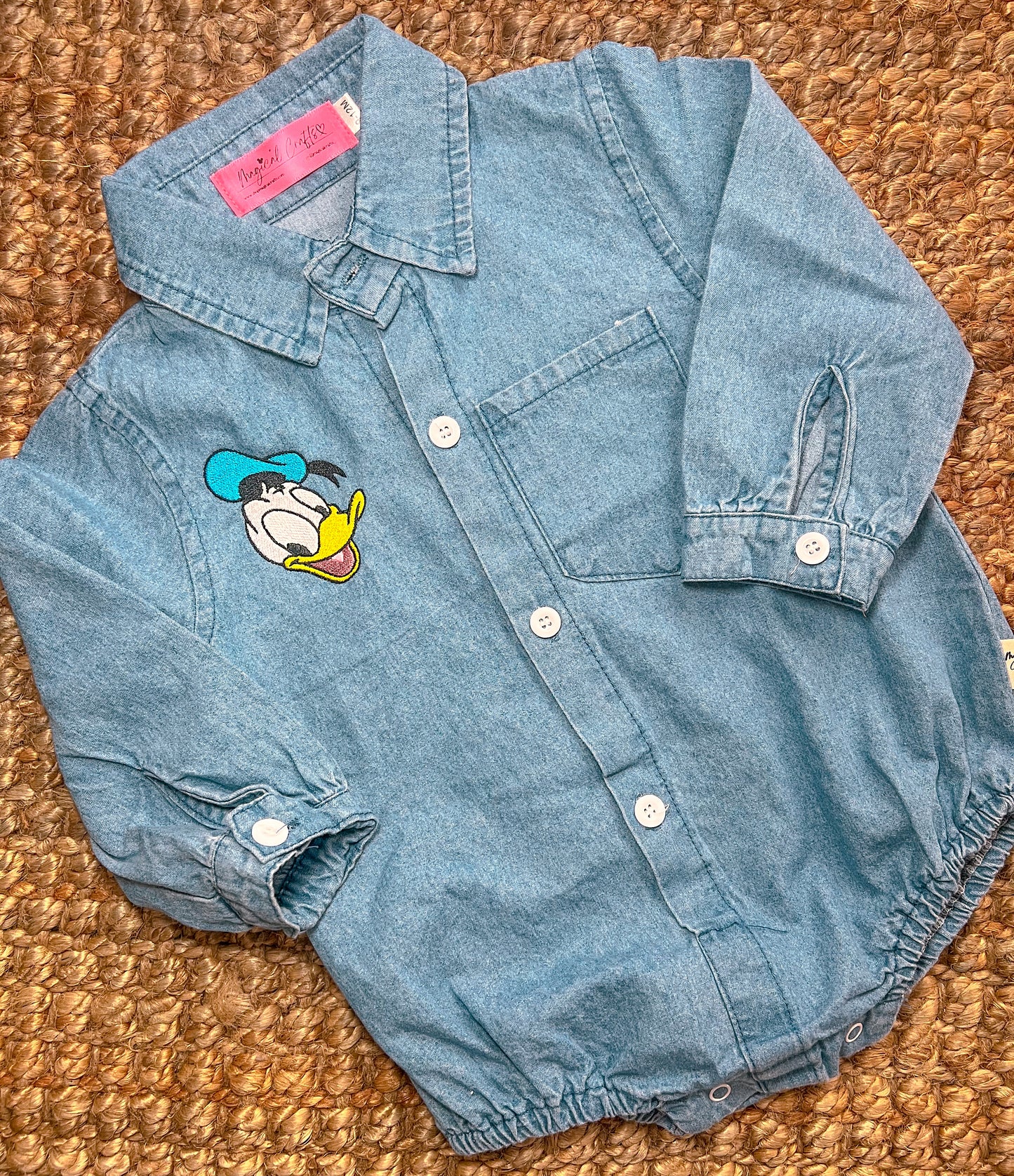 Mr. Duck Embroidered Baby Jean Romper