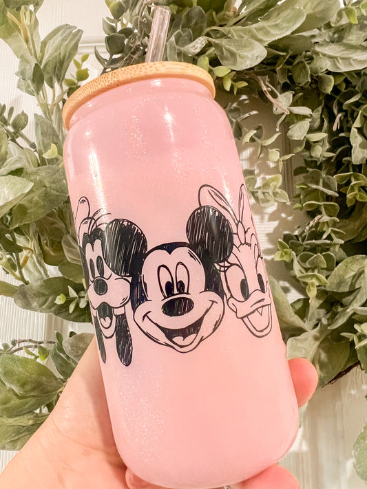 Mickey and Friends Glitter Glass Cup