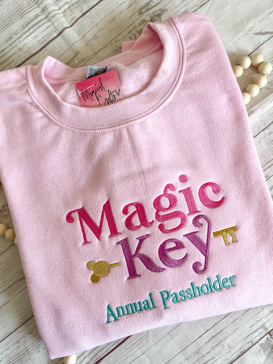 Magic key Embroidered Crewneck Sweatshirt - Pink