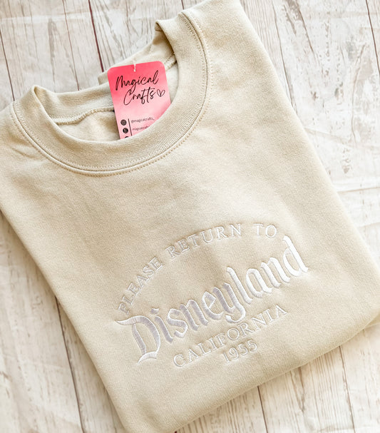 Please Return to DLand/DWorld Embroidered Crewneck Sweatshirt - Sand