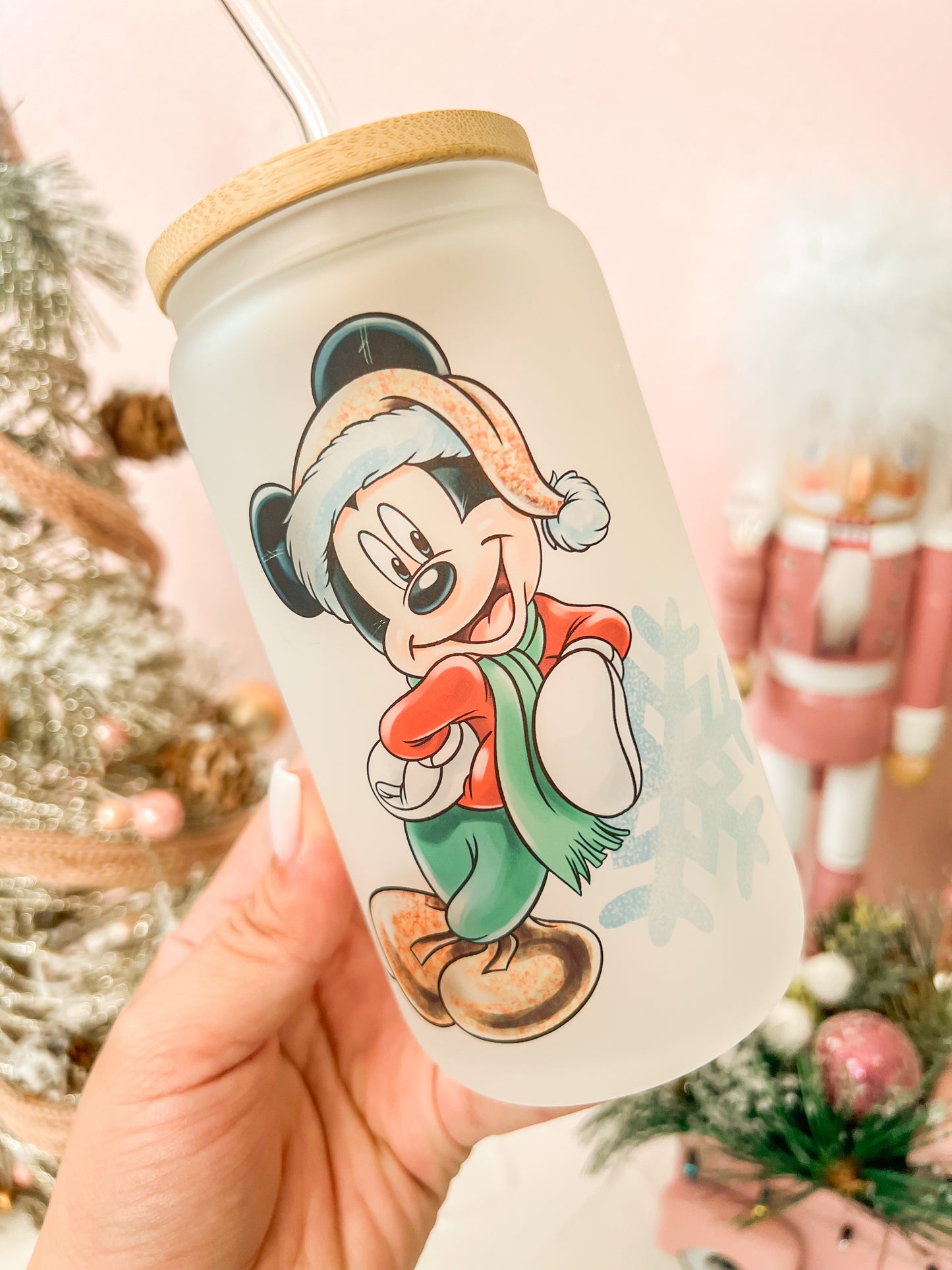 Mr. Mouse Snowflake Christmas Glass Cup