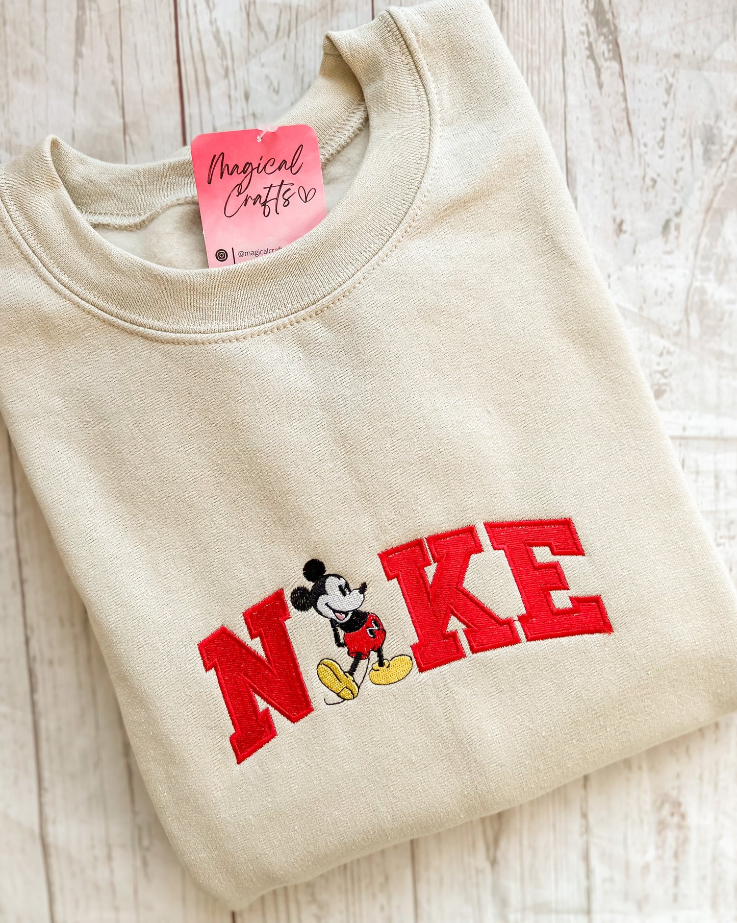 Mr.Mouse Embroidered Crewneck Sweatshirt - Sand