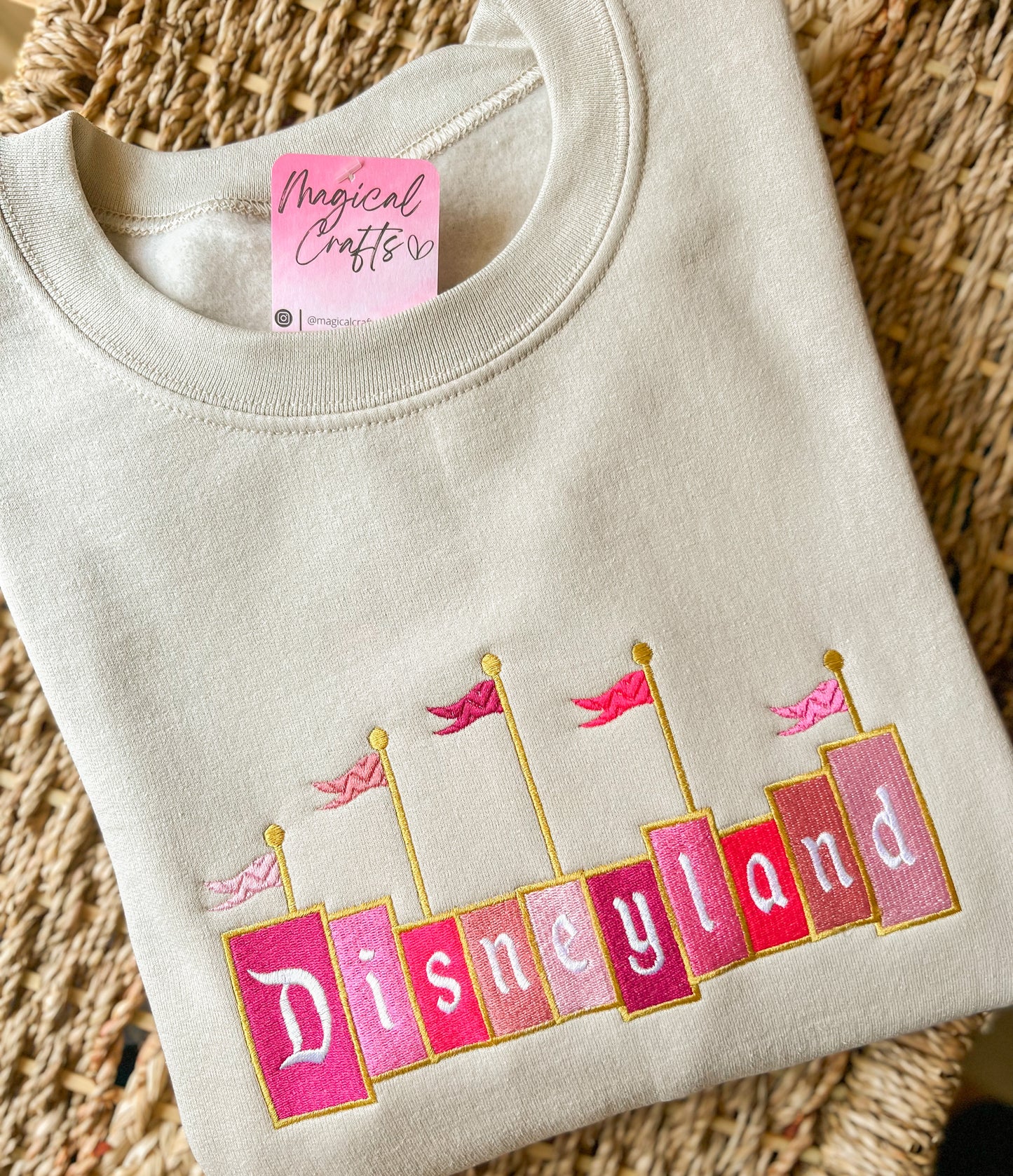 All pinks DLand Embroidered Crewneck Sweatshirt Adult - Sand