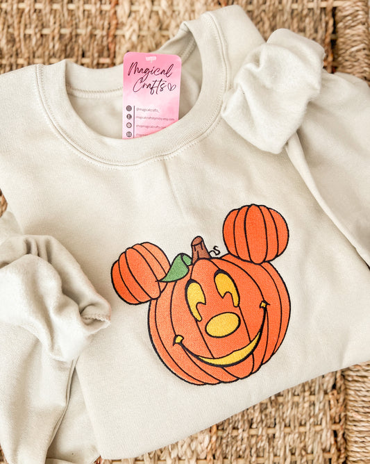 Halloween Pumpkin Embroidered Crewneck Sweatshirt