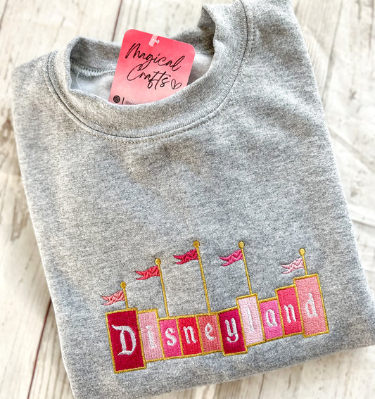 Kid All Pinks DLand Embroidered Crewneck Sweatshirt - Gray