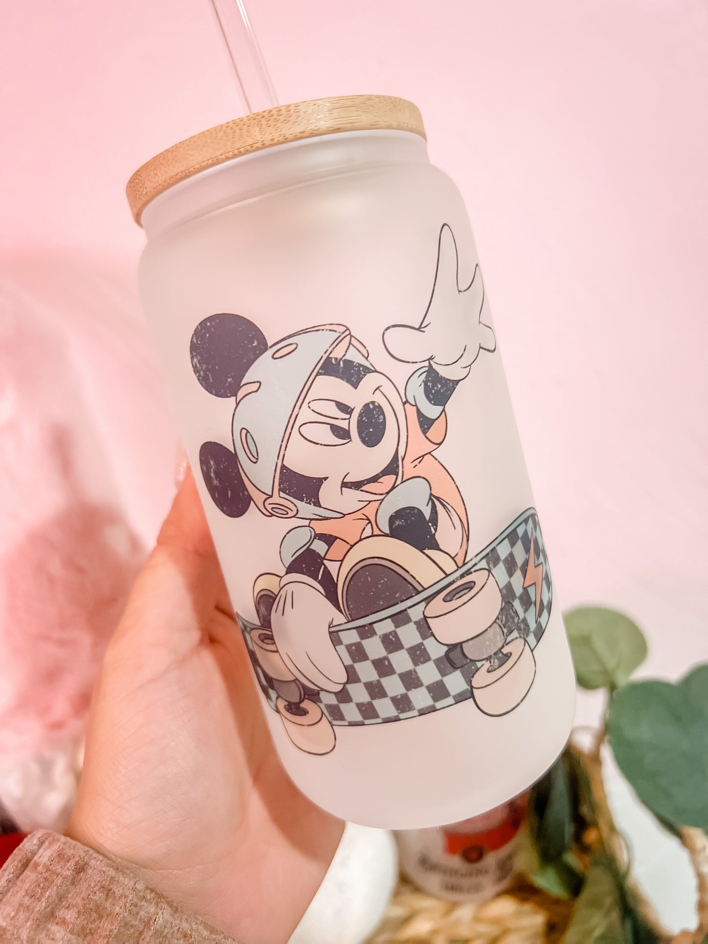 Mickey Skater Glass Cup