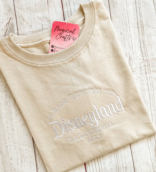 Adult Please Return to Embroidered T-Shirt - Sand
