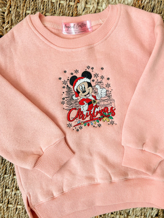 Toddler Mr.Mouse Christmas Embroidered Crewneck Sweatshirt