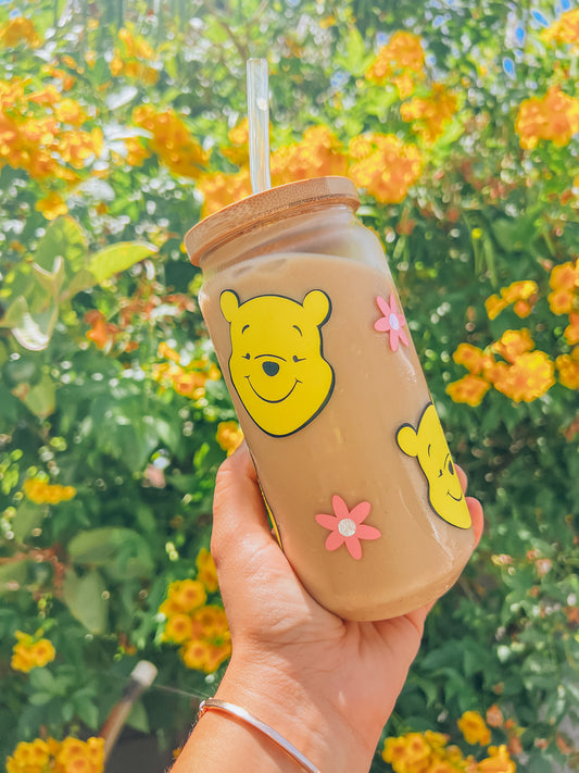 Pooh Face Glass Cup