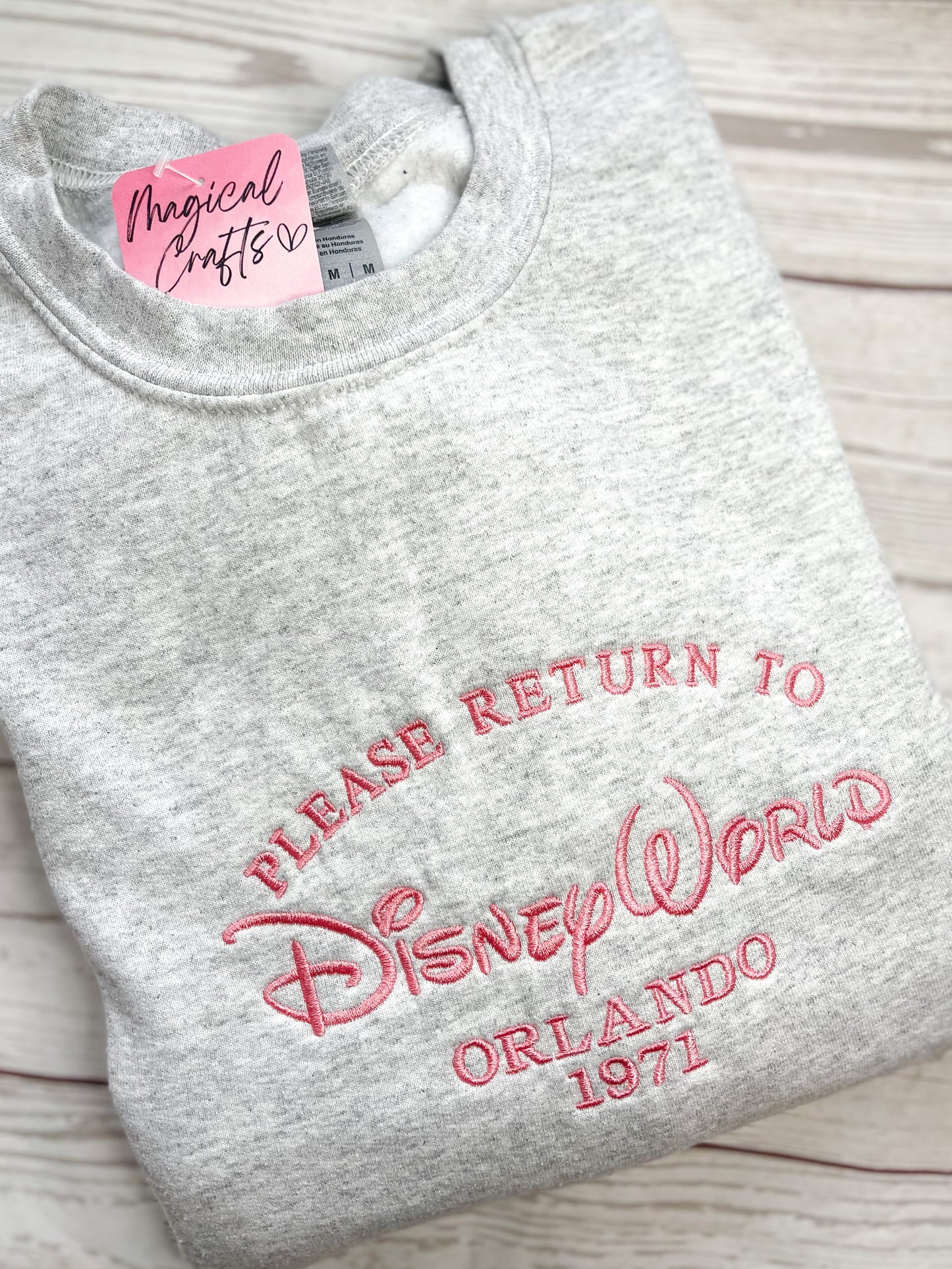 Please Return to DLand/DWorld Embroidered Crewneck Sweatshirt