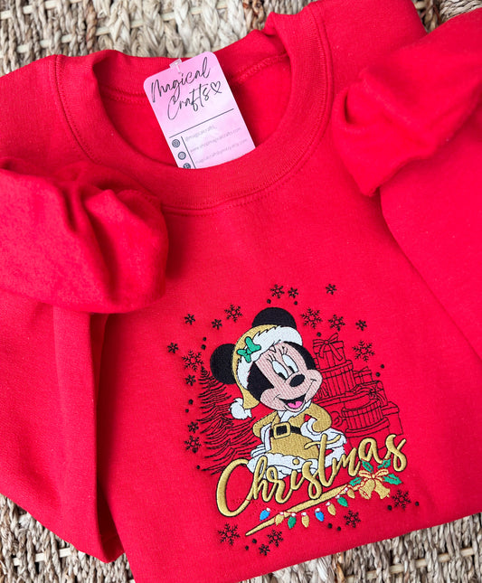 Mrs.Mouse Gifts Christmas Embroidered Crewneck Sweatshirt - Red Adult