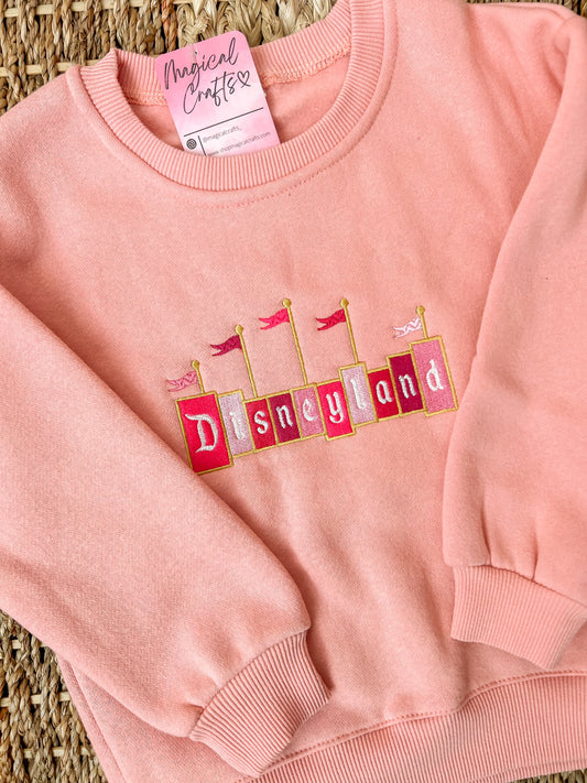 Toddler All Pinks D-Land Embroidered Crewneck Sweatshirt - Salmon Pink
